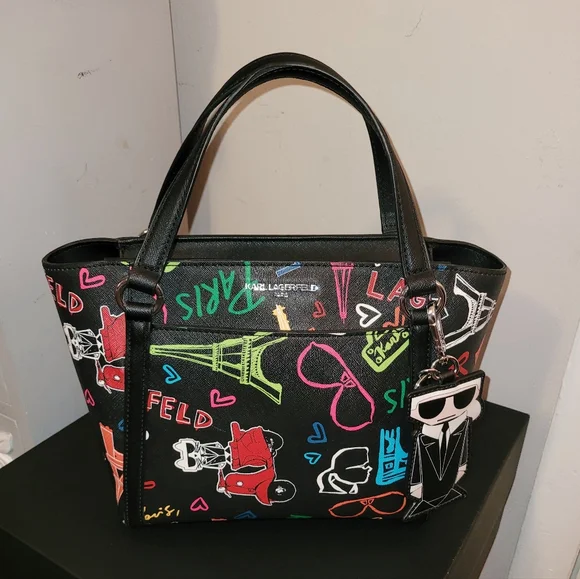Karl Lagerfeld Adele Paris graffiti satchel - Picture 2 of 10